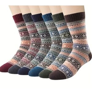 Mens Cashmere Thermal Winter Thick Soft Socks 7-12 Multi Colors Retro 6p PACK